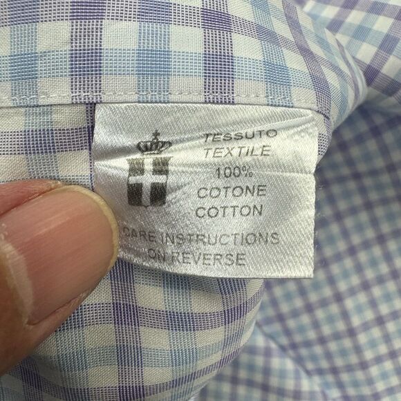 Emanuel Berg Shirt Mens 16 - 36 Multicolor Plaid Modern Long Sleeve Button Down - Picture 10 of 10